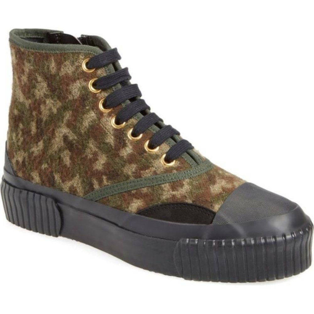 Julien David Camouflage Wool High Top Lace Sneaker
